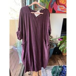 Diverse Italia Corduroy Dress Aubergine Purple One Size Fits M to XXXL BNWT